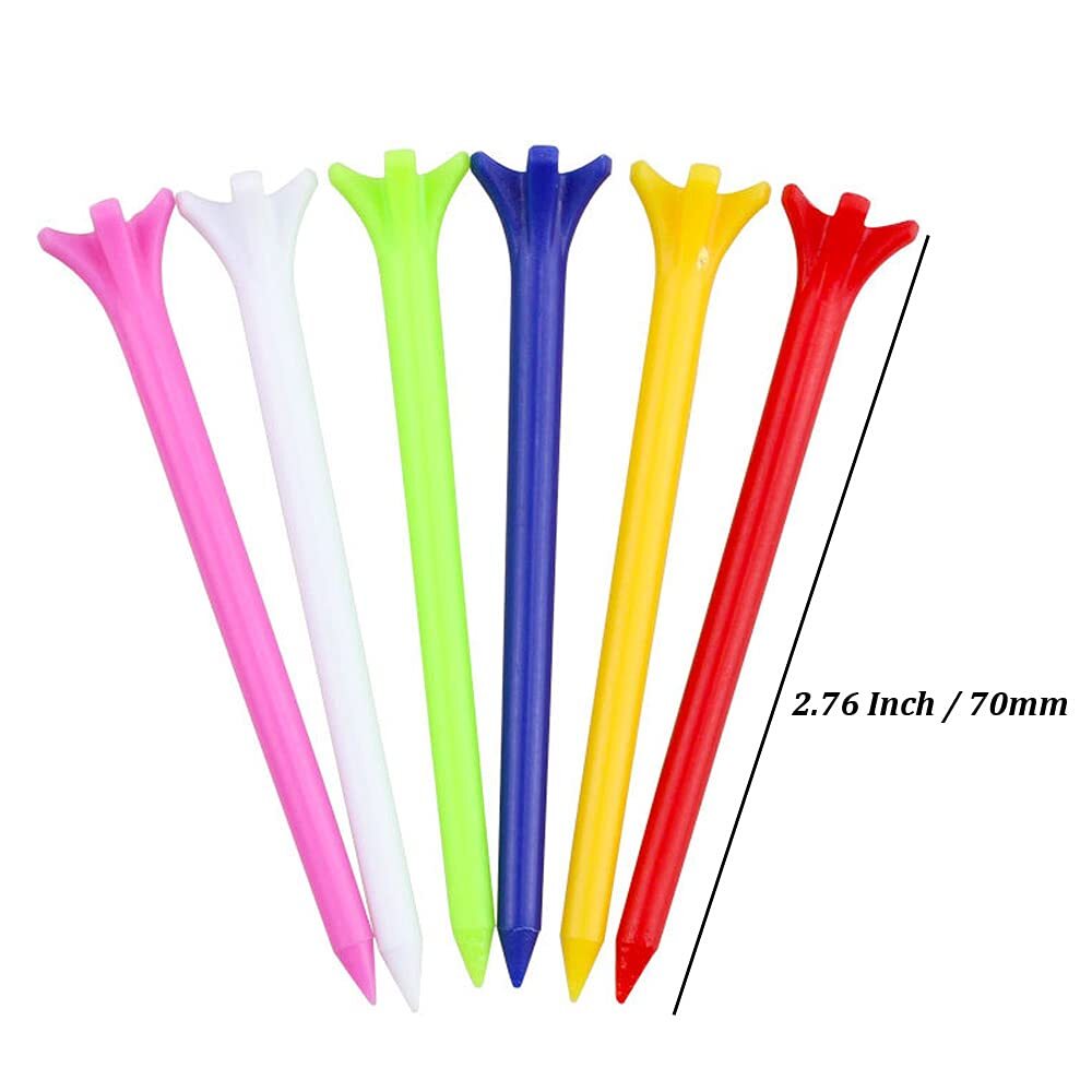 100PCS 2-3/4 Inch Professional Plastic Golf Tees Assorted Colors Bulk Pack