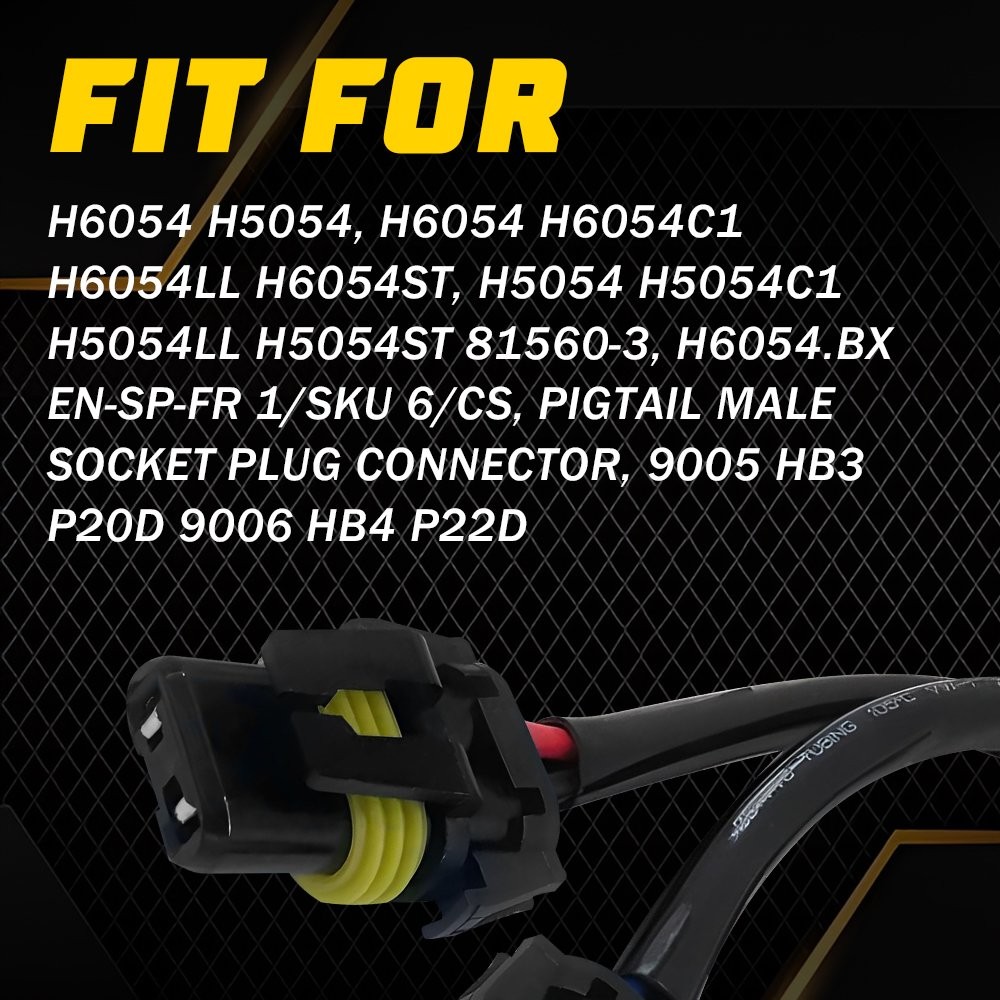 Conversion Wire H6054 to 9005 9006 Two Harness Head Light Bulb Adapter Socket EH