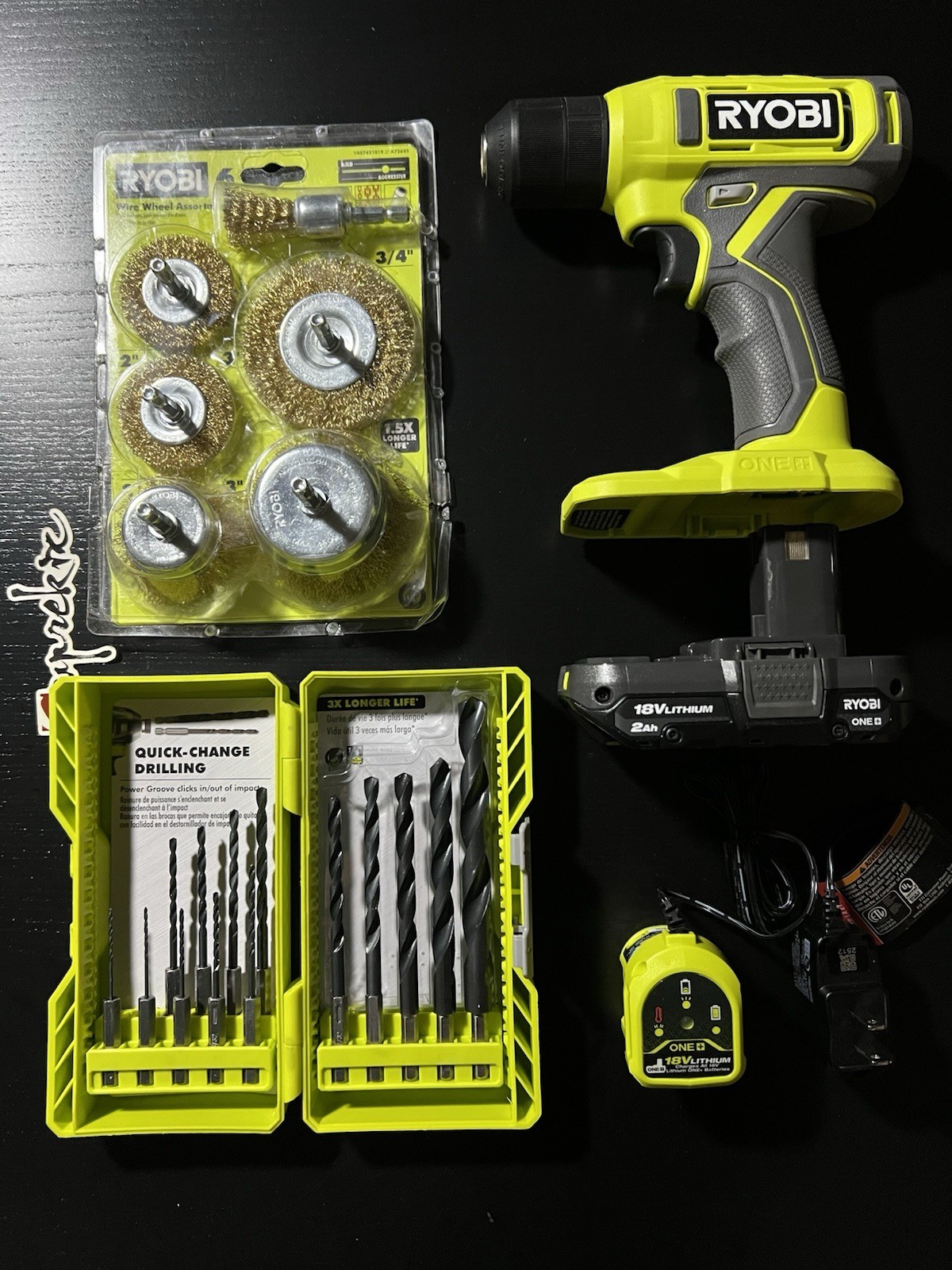 Ryobi ONE+ 18V Cordless 3/8 in. Drill/Driver & Bits Combo PCL201/A972502/A92601