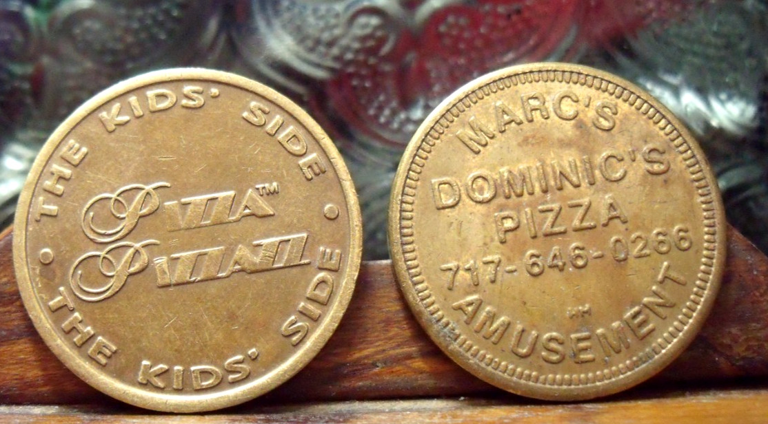MARC'S DOMINIC'S PIZZA - AMUSEMENT  TOKEN & THE KID'S SIDE PIZZA PIZZAN TOKEN