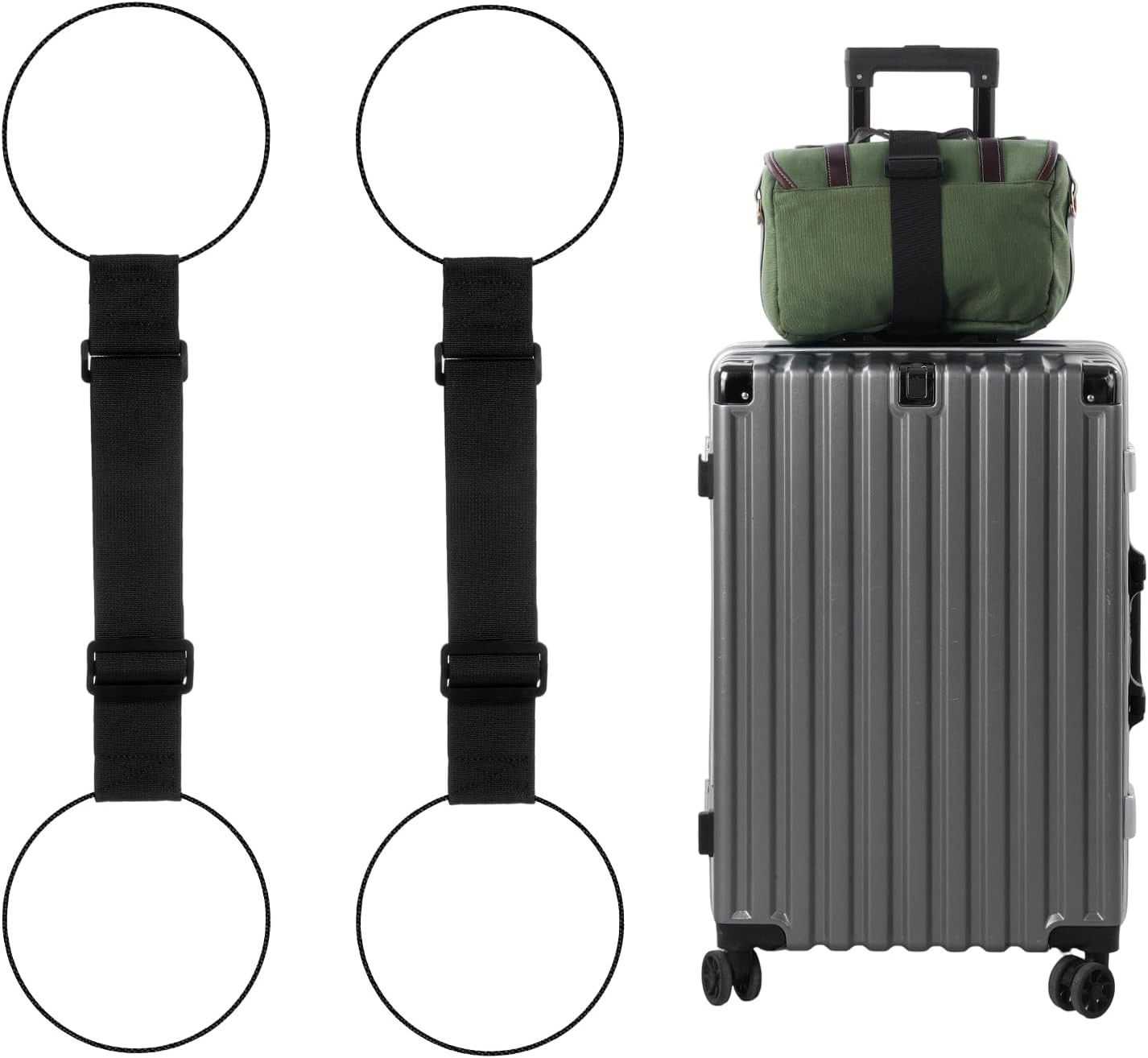 2 Pack Luggage Straps for Add a Bag Bungees, Suitcase Adjustable Belt 2-in-1 Lug