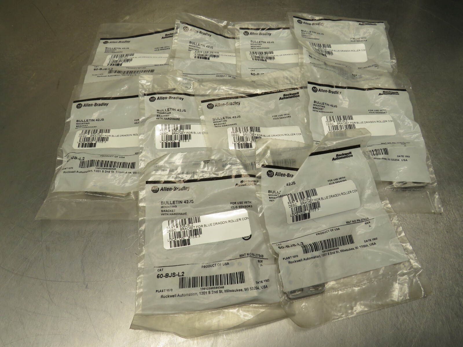 Allen Bradley 60-BJS-L2 Mounting Bracket Lot of 10!
