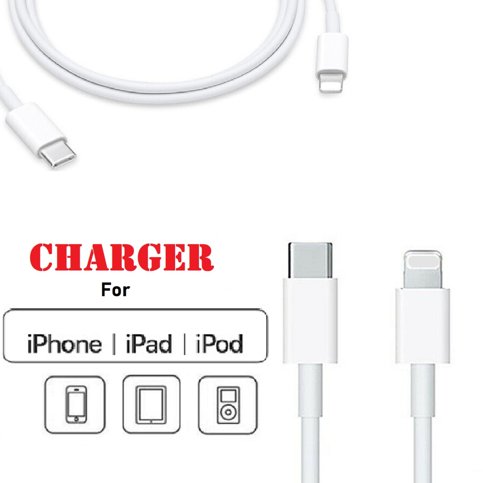 1FT USB-C to 8-Pin Charging & Data Cable for iPhone 14 13 12 11 X XR XS SE