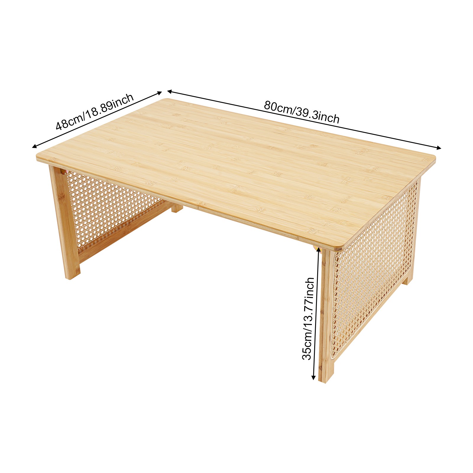 Bamboo Foldable Folding Floor Low Coffee Table for Sitting on The Floor