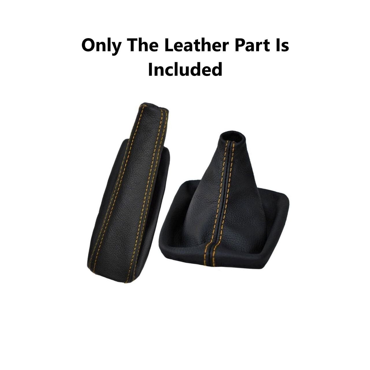 For BMW E36 46 1991-2005 PU Leather E-Brake & Shift Boot Cover In Yellow Stitch