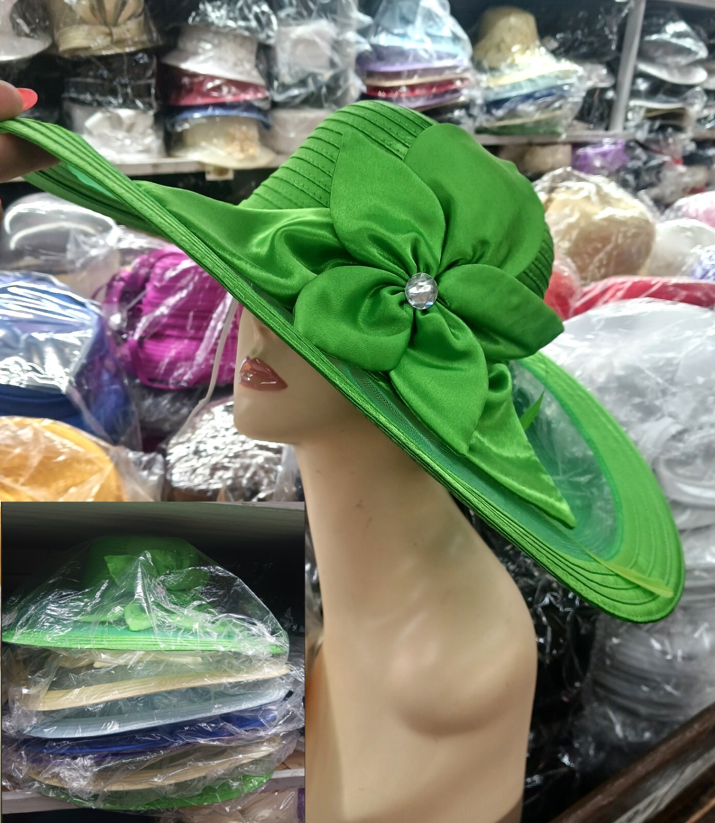 Bucket Bow Ribbon Kentucky Derby Wedding Hat Church Wide Brim Dressy Cocktail