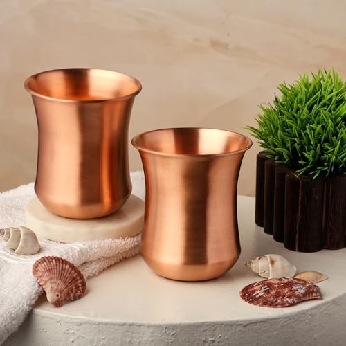 Pure Copper Curved Tumblers for Ayurvedic Health Benefits - 250ml Capacity
