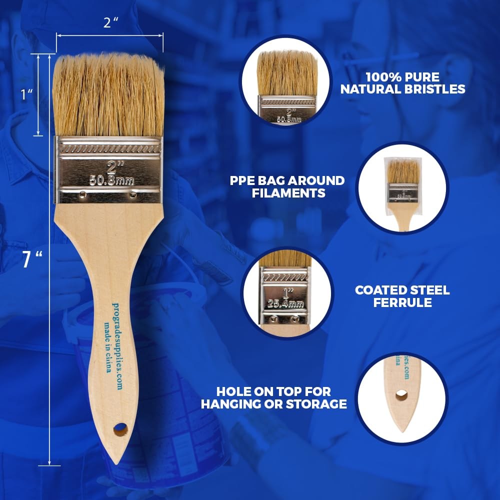 Chip Paint Brushes 24 Ea 2 Inch Chip Paint Brush Light Brown