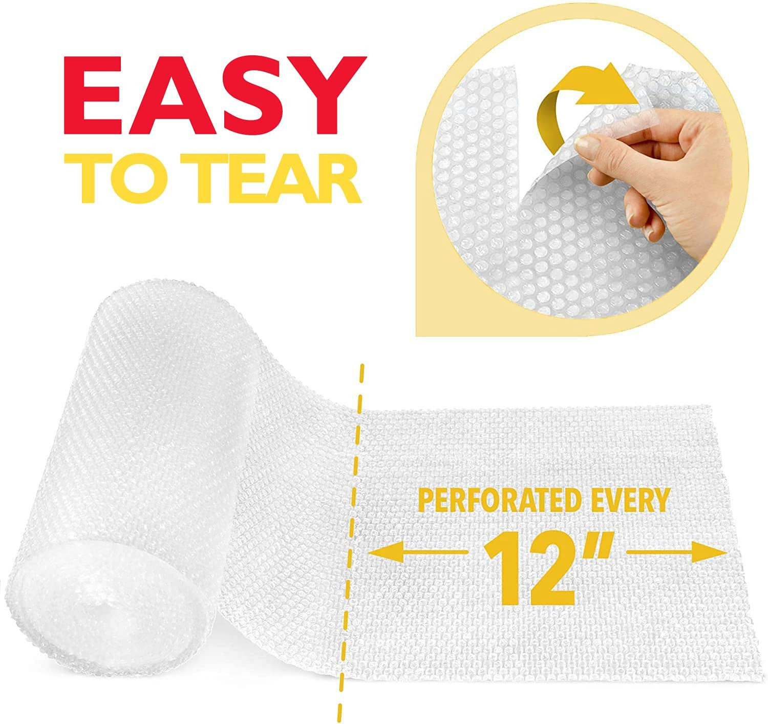 12 Inch X 20 Ft Bubble Cushioning Wrap, Perforated Every 12" Protective Packing