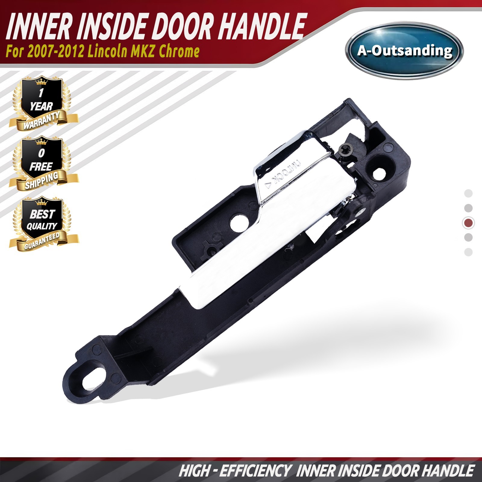 Front Right Interior Door Handle For 2006-2012 Ford Fusion Passenger Side Chrome