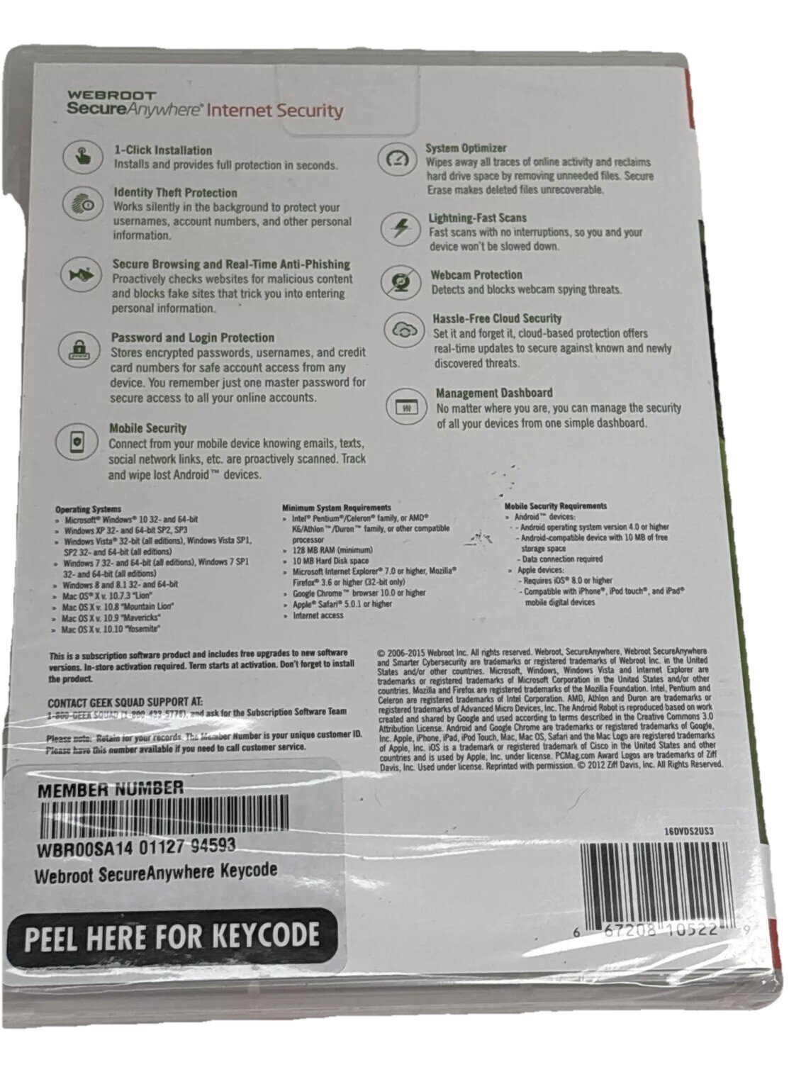 Webroot SecureAnywhere Internet Security - Full Version for Windows & Mac Disk