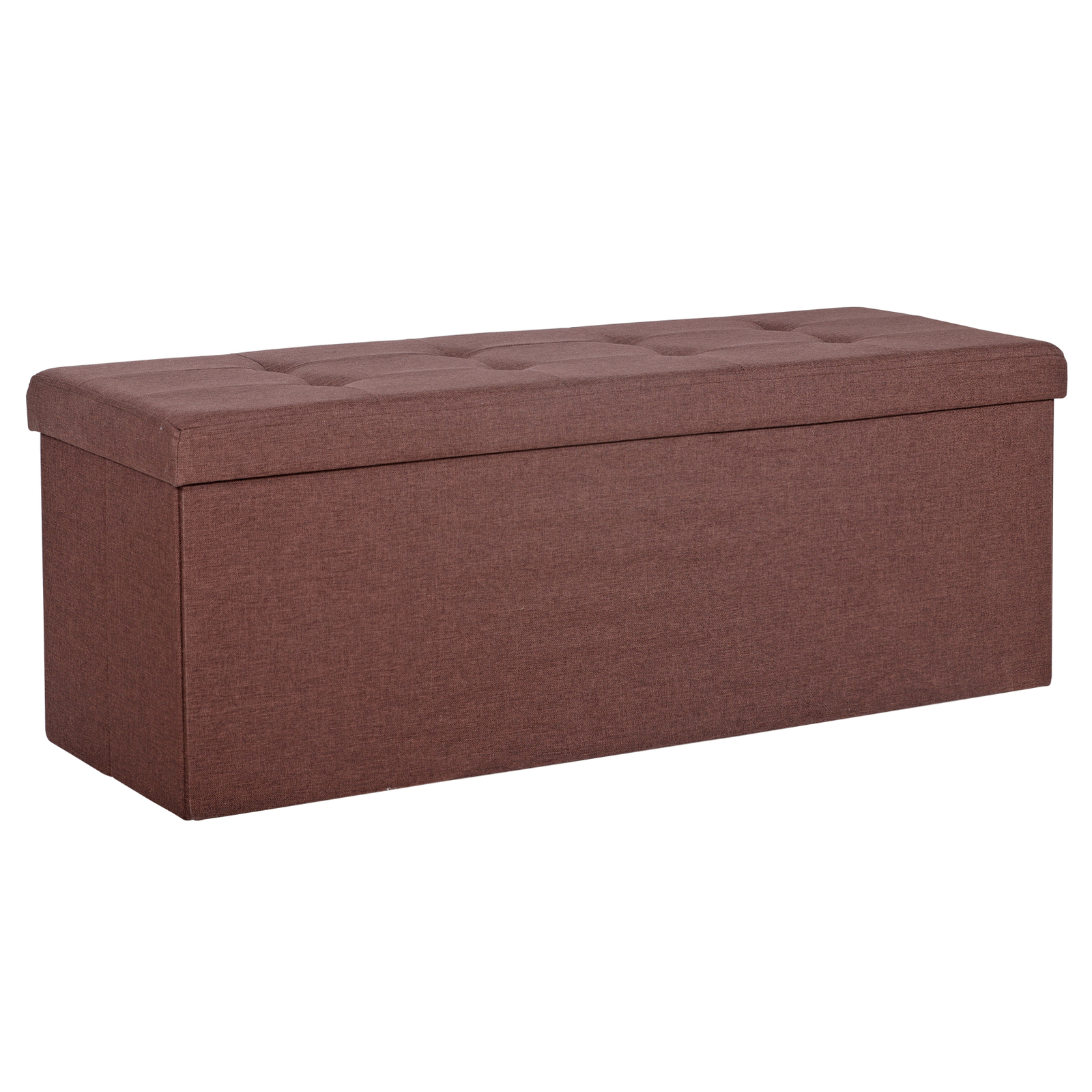 Brown Foldable Storage Ottoman Bench Storage Stools Footrest Spacious Organizer