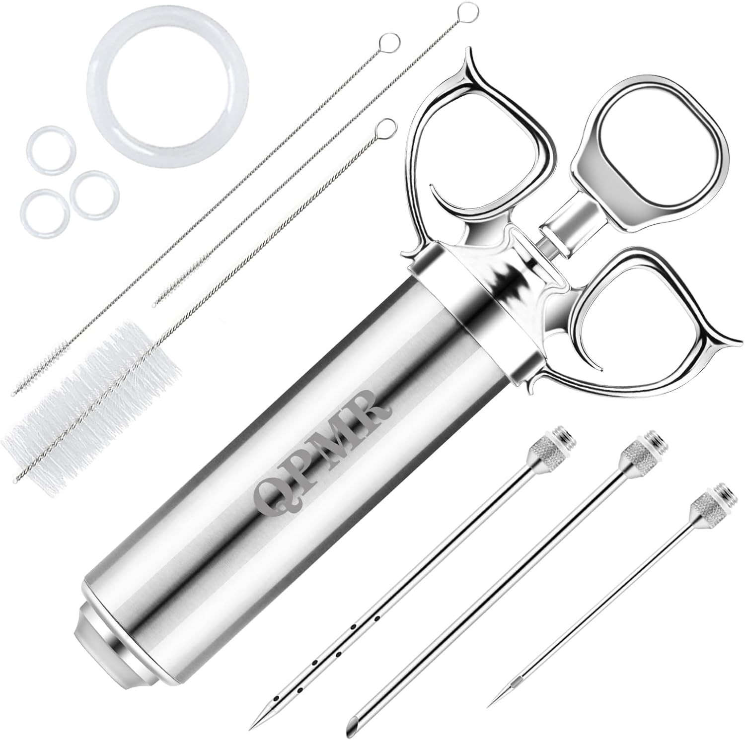 QPMR Meat Injector Syringe Kit, 2-Oz Large Capacity Marinade Turkey Injector wit