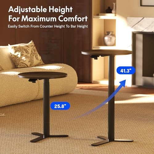FLEXISPOT Gas Spring Adjustable Bar Table with One-Touch Lift, 20‘’ Walnut