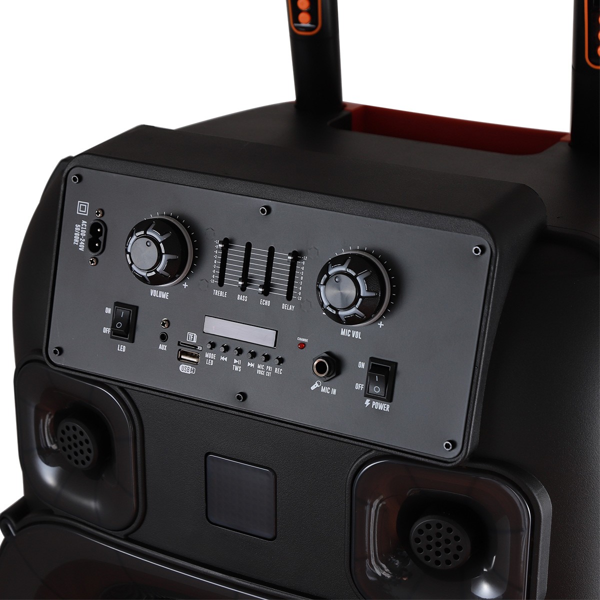 Dual 15" Massive Speaker Wireless Mic TWS PA System Party Speaker LED Lights USB