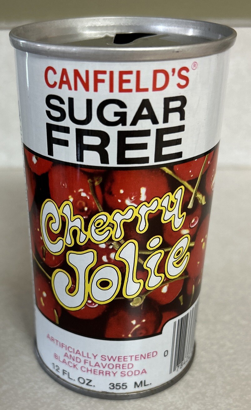 Vintage CANFIELD’S SUGAR FREE CHERRY JOLIE 12 Oz. Empty Can NICE!
