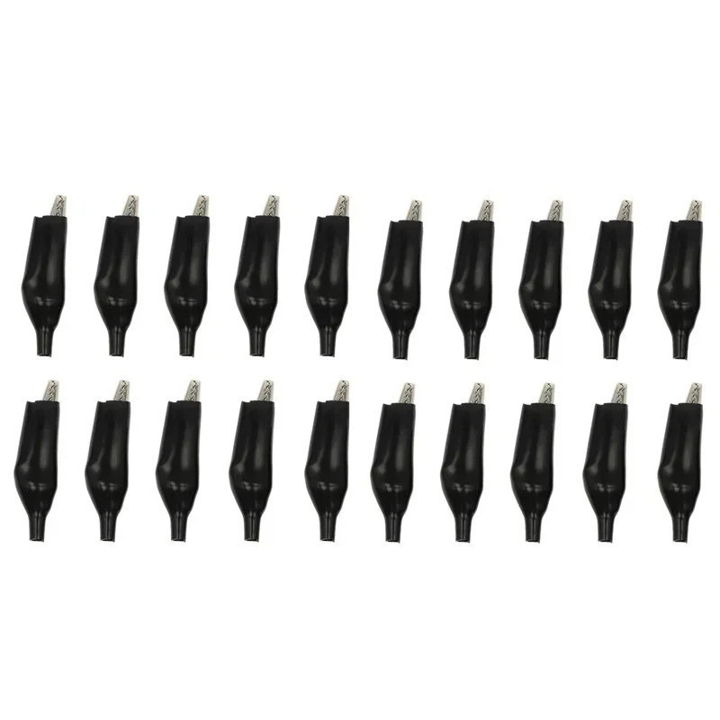 20pcs Black Red Soft Plastic Coated Testing Probe Aligator Clips Crocodile P2001