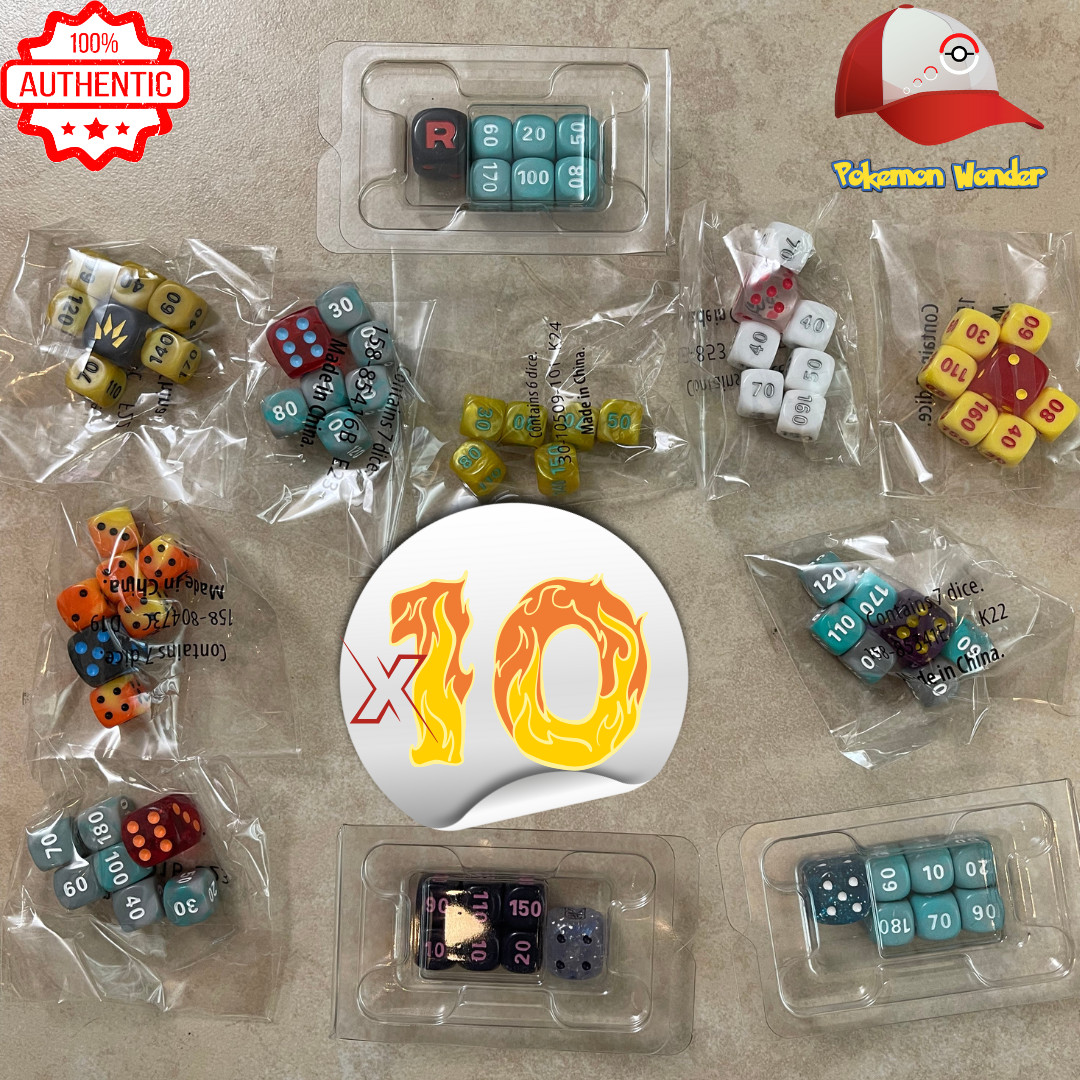 Lot of 10x Official Pokemon TCG Dice - Factory Sealed - NEW (Mixed Colors)