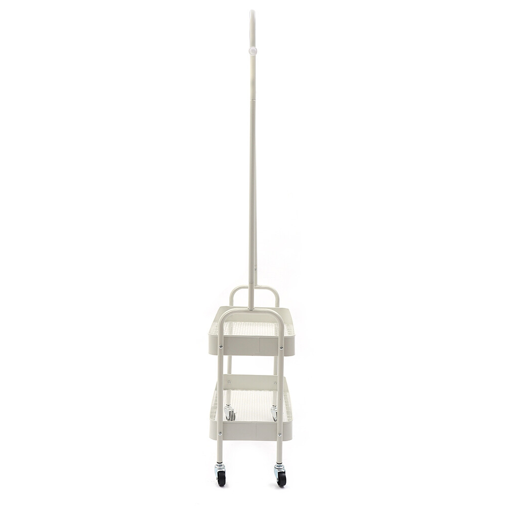 2-In 1 Garment Rack Clothing Rack With 2 Tier Metal Basket Rolling Storage Cart