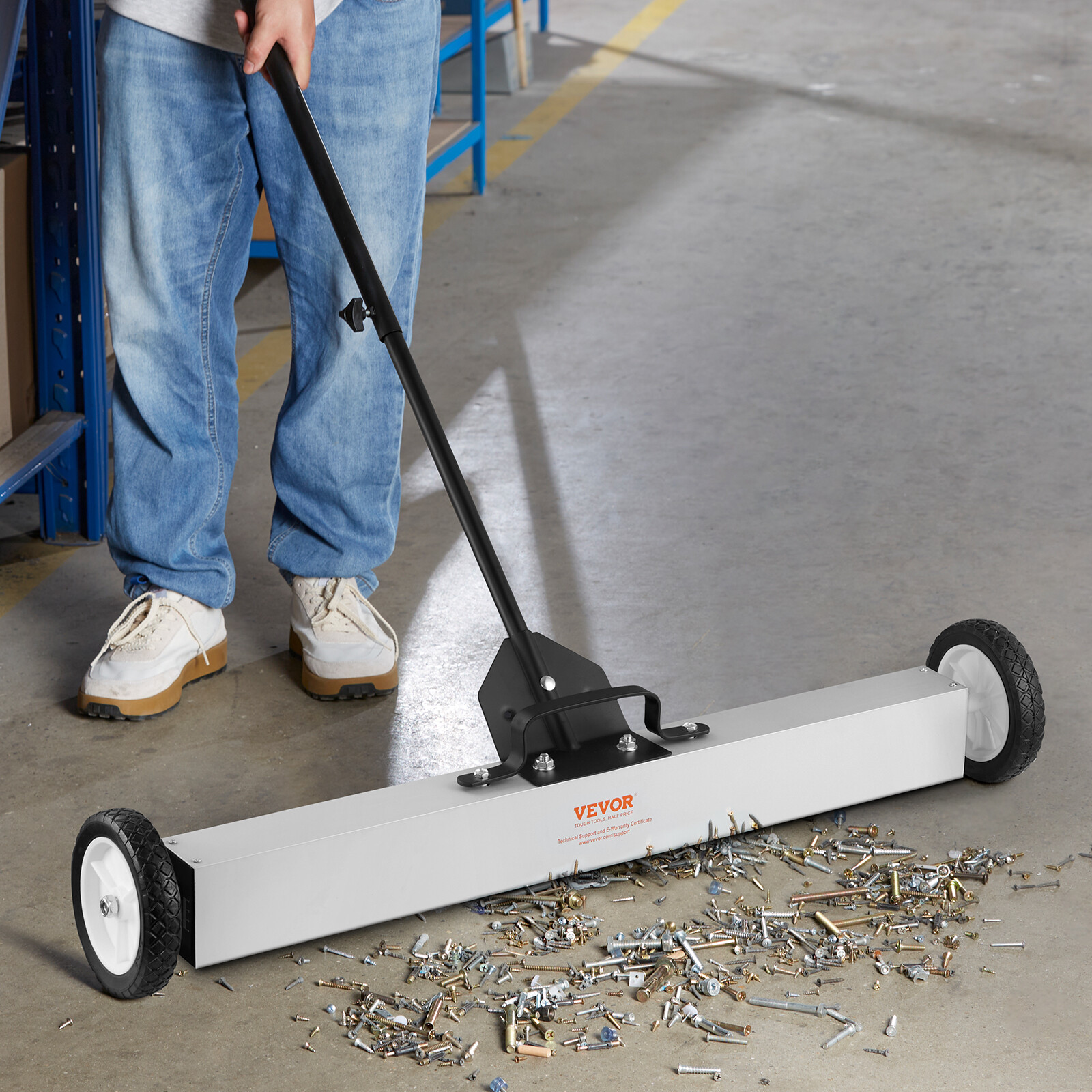 VEVOR 36" Magnetic Sweeper with Wheels 55Lbs Rolling Sweeper Lawn Yard Grass