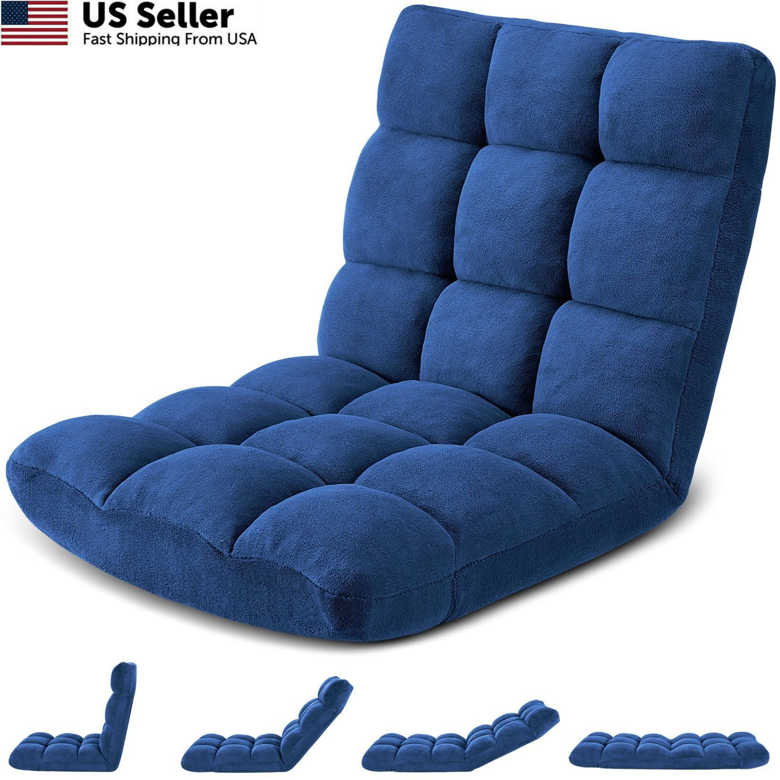Avocahom Folding Floor Gaming Chair 2' 0.5" x 1' 10" x 10", Darkblue