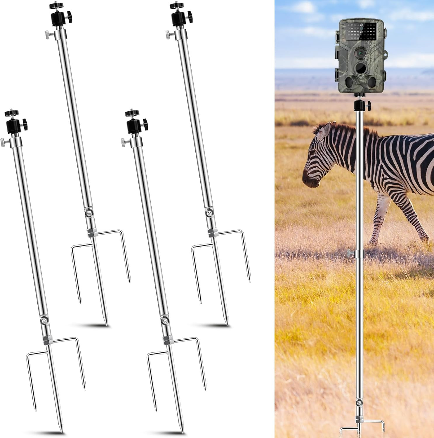 Trail Game Camera Stand Thick Foldable Stainless Steel Game Camera Stake Mount 3
