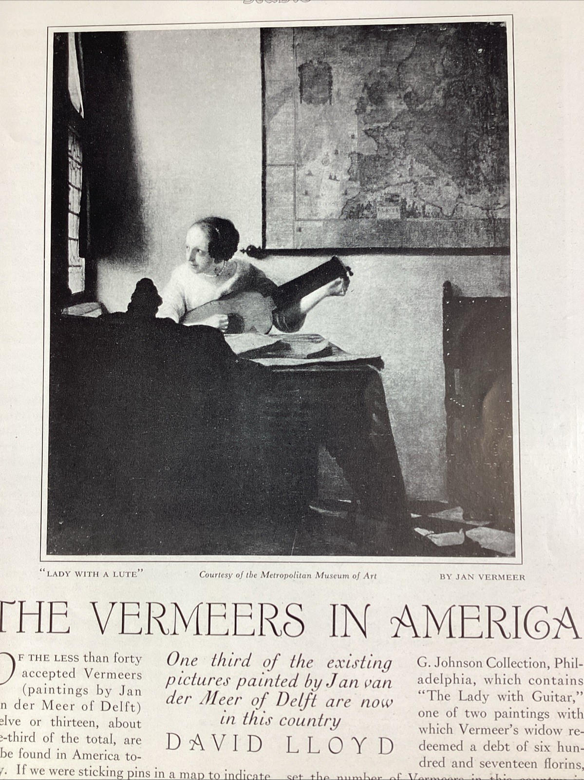 Vermeers Paintings In America Print Article 1925 Original Rare Antique Lloyd