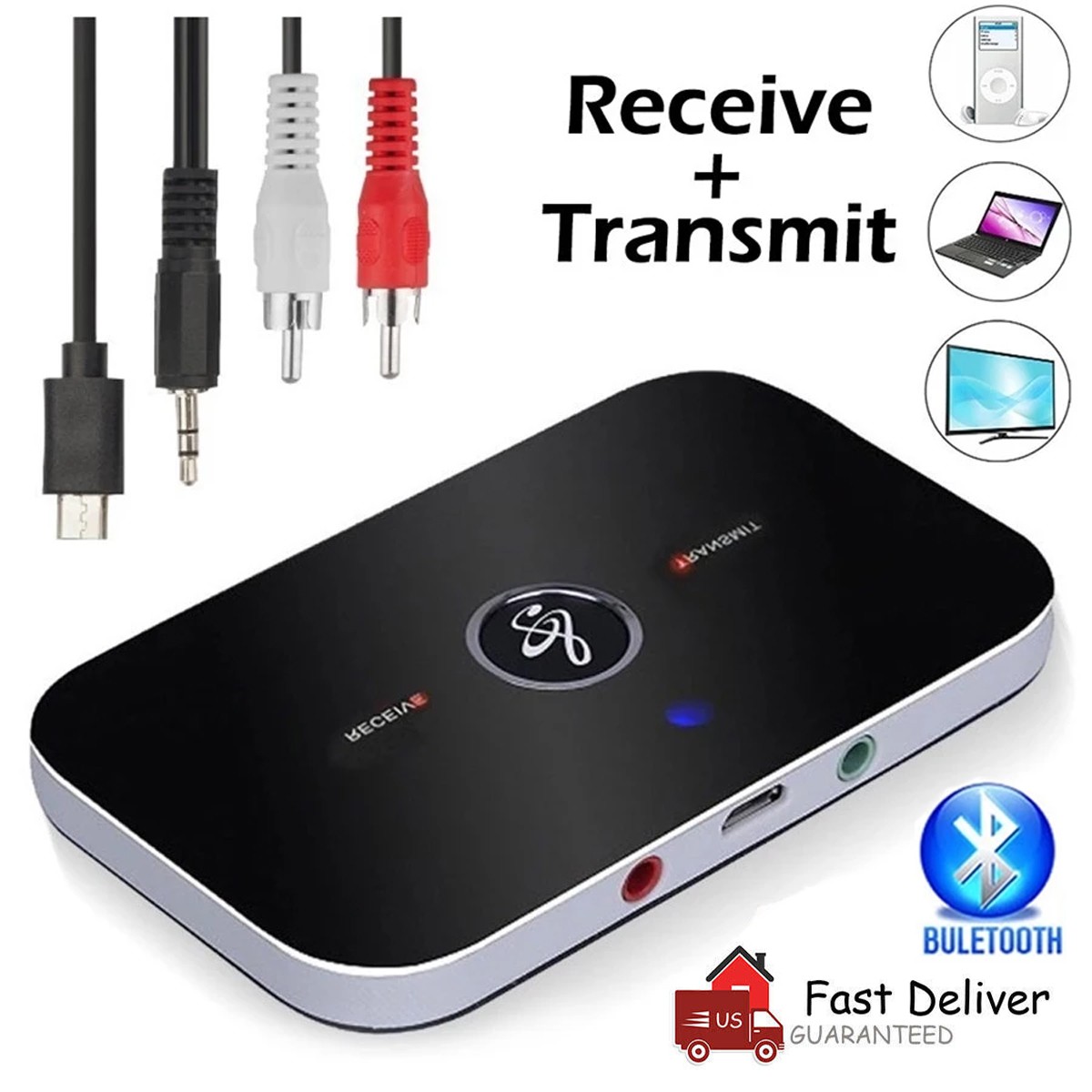 Bluetooth receiver and transmitter RCA to 3.5mm adapter for old speaker TV NEW