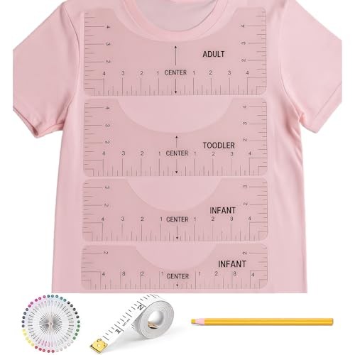 T-Shirt Ruler Guide - Transparent T-Shirt Alignment Tool, Vinyl Alignment 7pcs