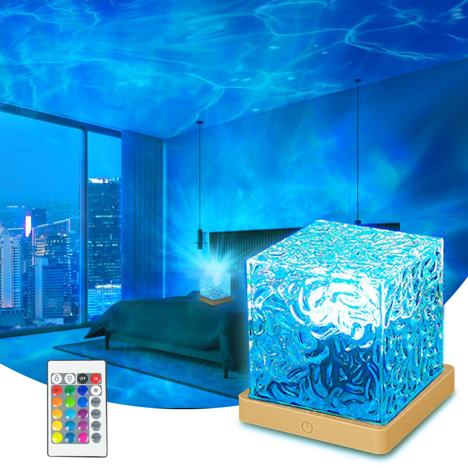 ZLDYPINK Ocean Wave Projector Light, 16 Colors LED Ambient Lighting with Remo...