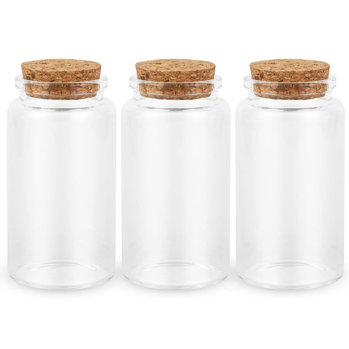3PC100ML Empty Glass Jars with Cork Stoppers for DIY Art Crafts Projects Deco...