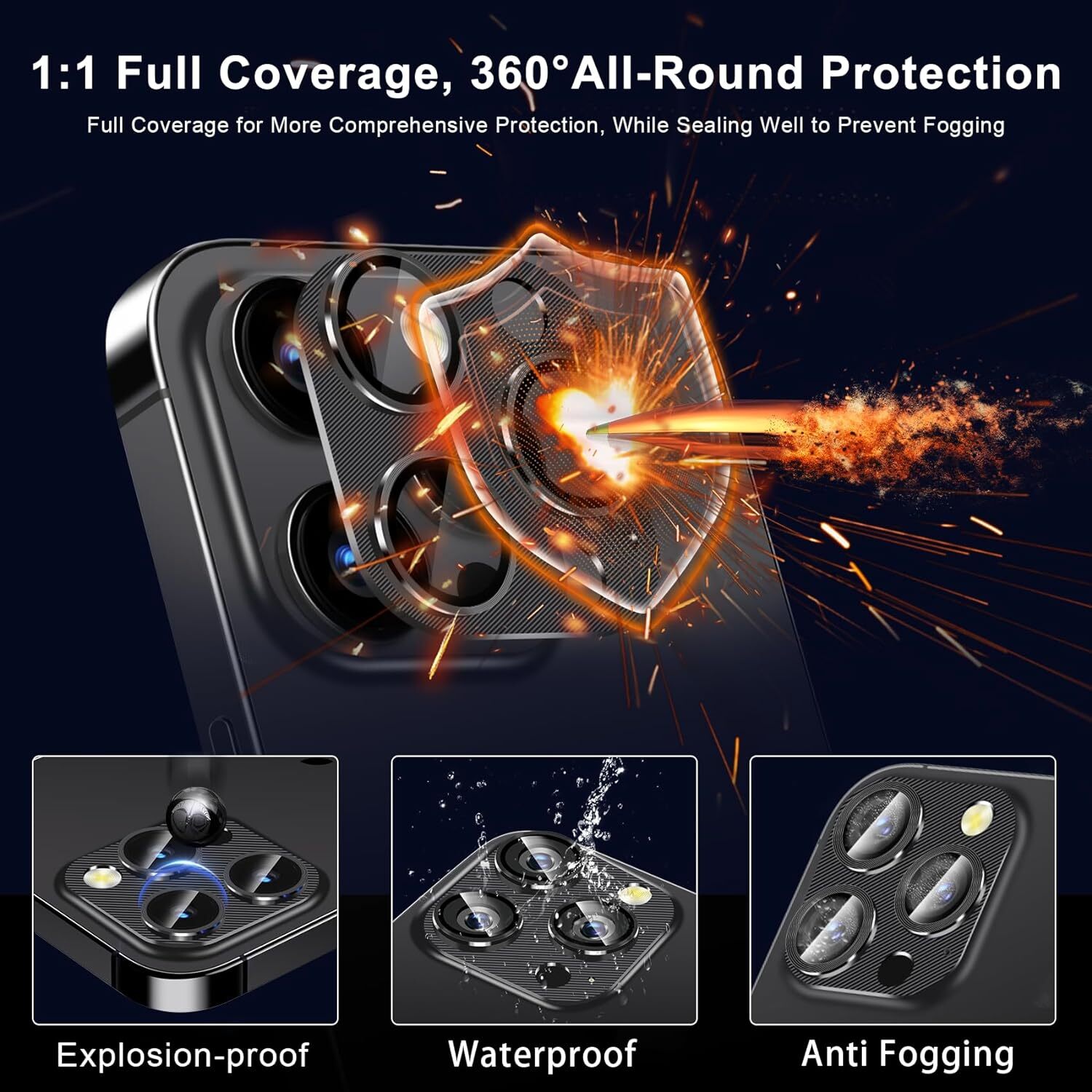 For iPhone 15 Pro Max 15ProTempered Glass Metal Camera Lens Protector Full Cover
