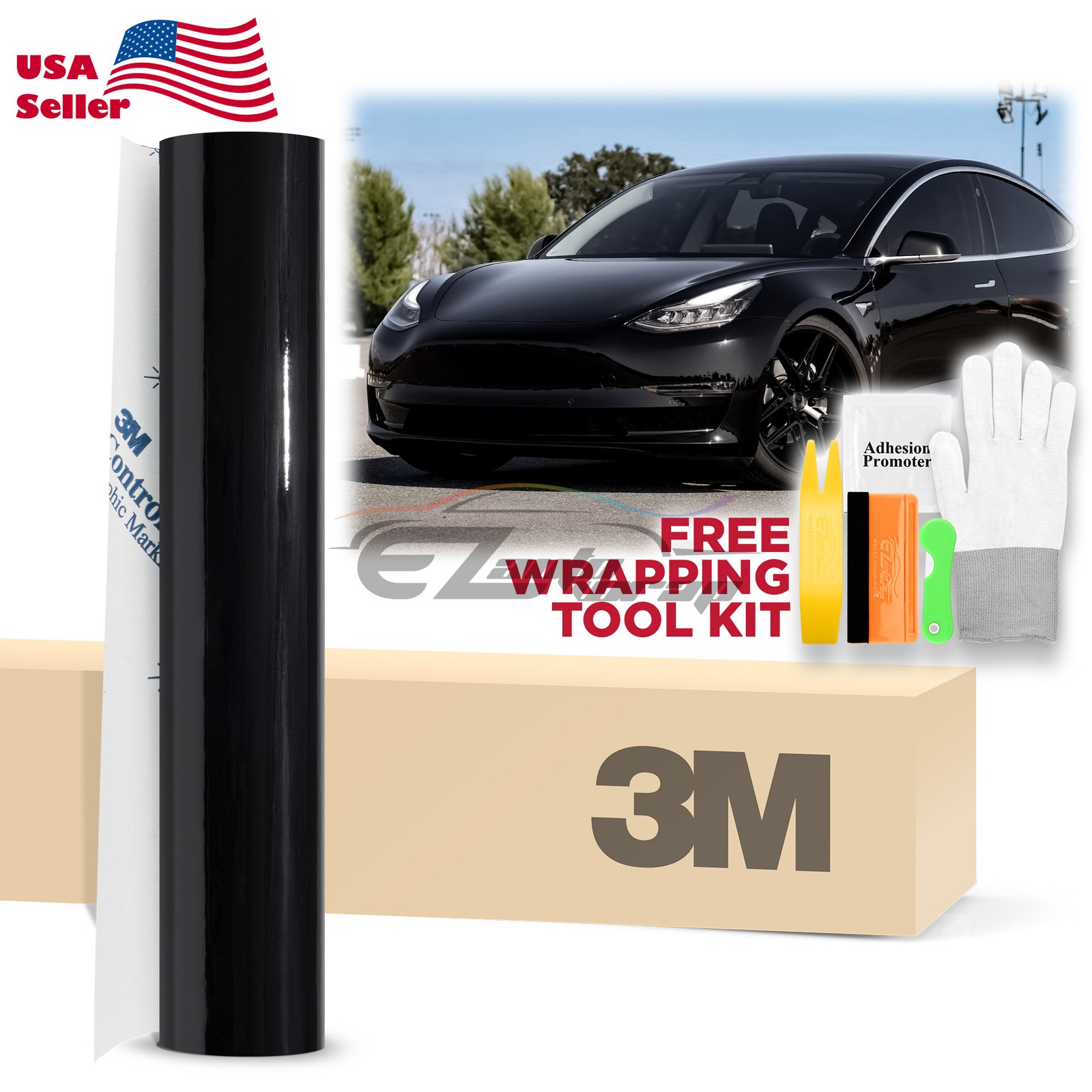 Genuine 3M Gloss Black Vinyl Wrap Car Auto Sticker Film Decal Bubble Free Sheet