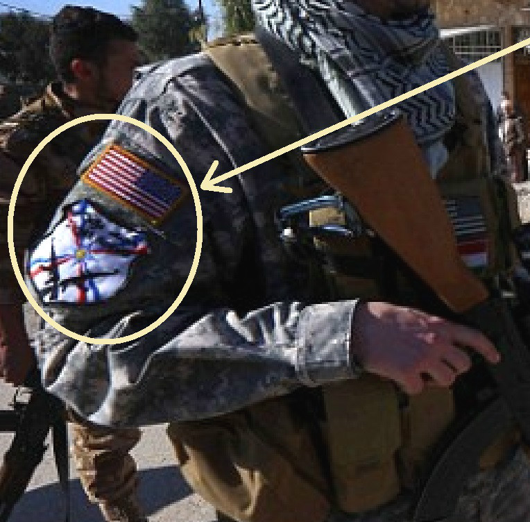 Christian-Iraqi Militia Shoulder Sleeve Insignia SSI: Dwekh Nawsha + US Flag