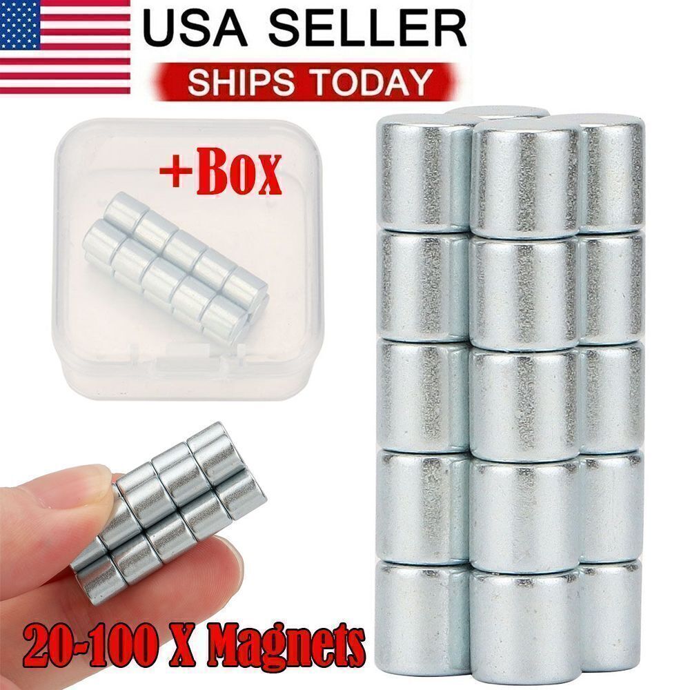 20-100pc Super Strong Round Disc 6 x 6mm Neodymium Magnets Rare Earth N35 & box