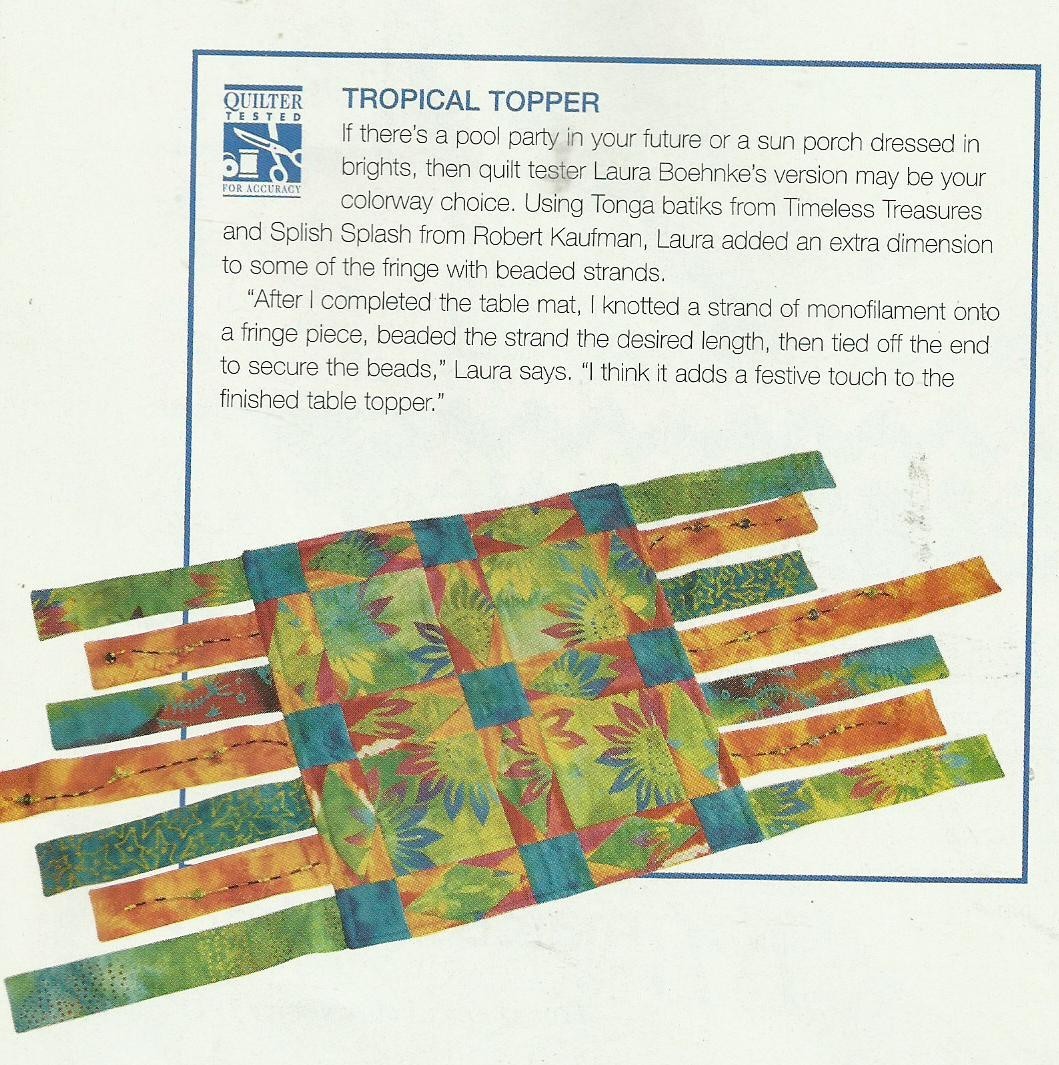 C0598 DARTING MINNOWS TABLE TOPPER QUILT PATTERN/INSTRUCTIONS