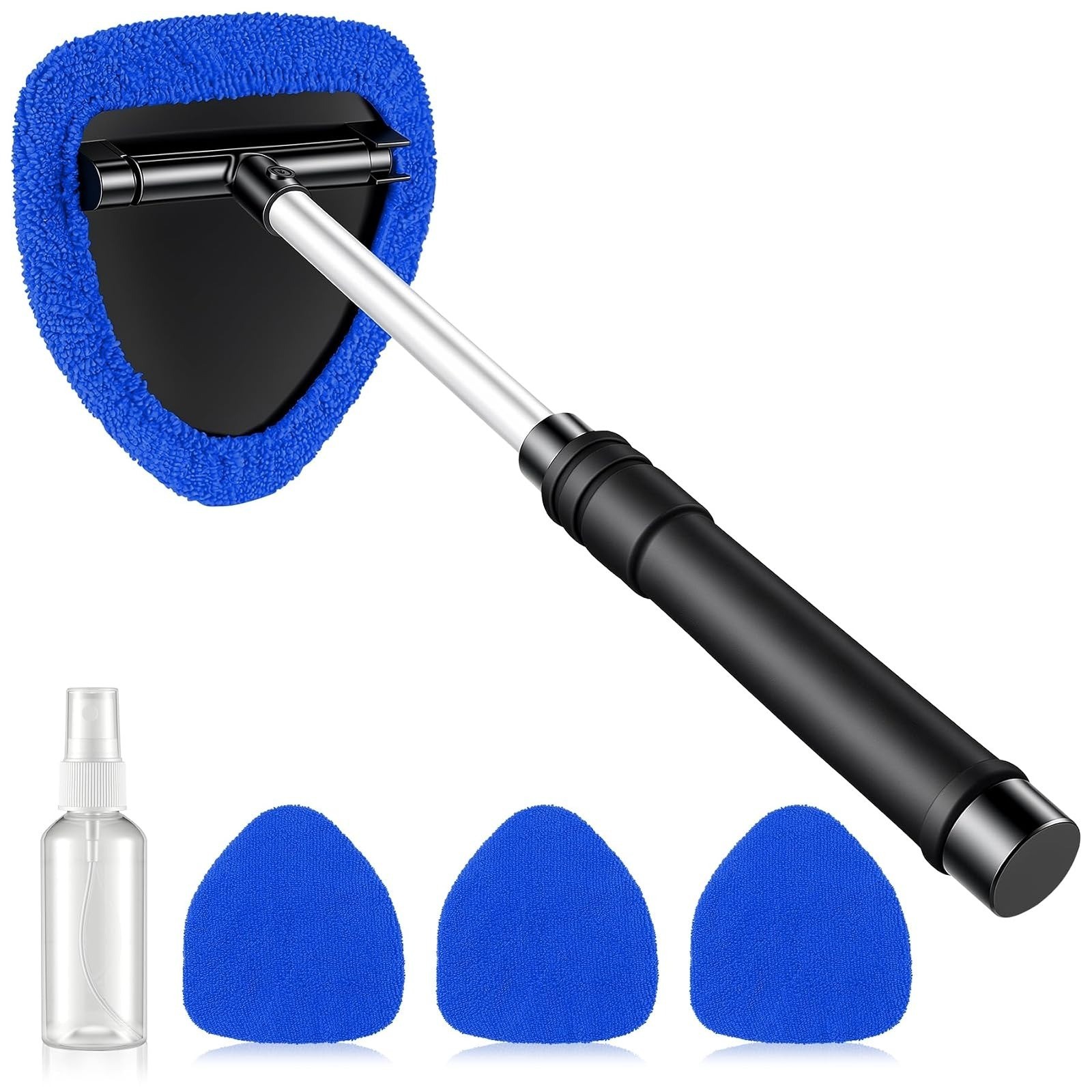 JUSTTOP Windshield Cleaner Tool with Extendable Handle & Microfiber Pads