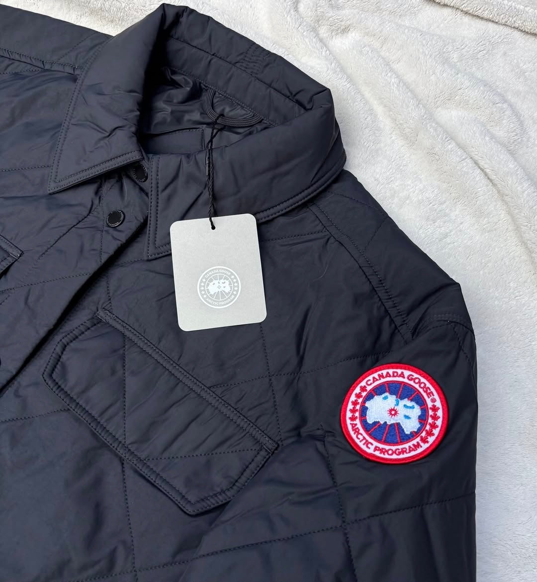 Canada Goose Carlyle Black Quilted Badge Shirt Jacket - New - Authentic