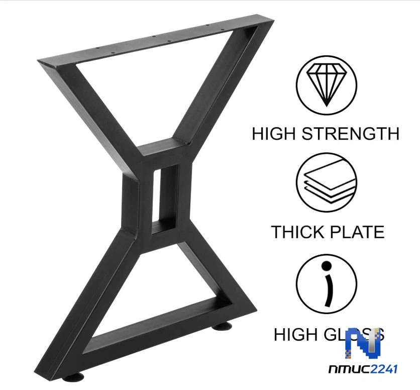 Pair 28" X-Shaped Metal Table Legs Heavy Duty Office & Dining Table Legs Black