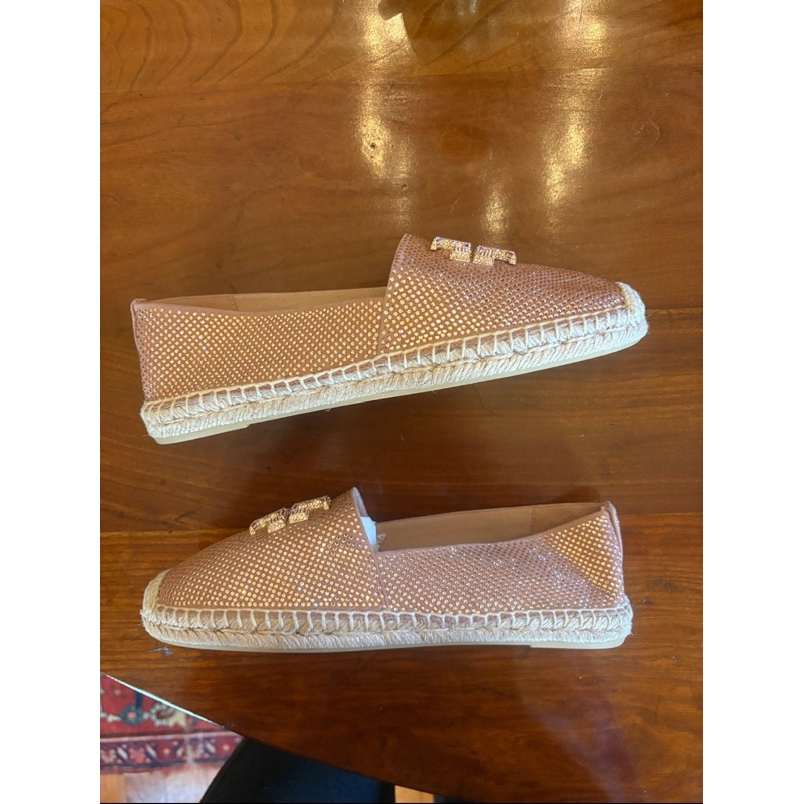Tory Burch Sparkle Blush Pink Espadrille Size 7.5