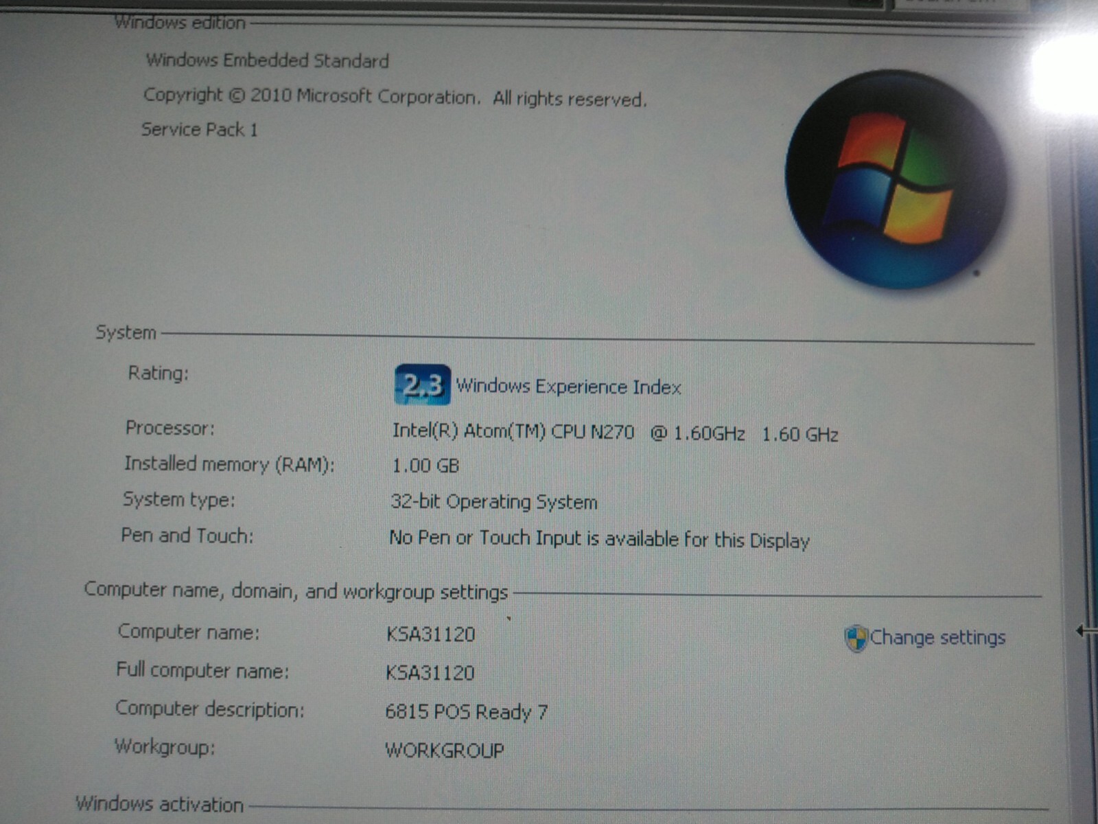 Posiflex KS-6815N Touch Screen PC Embedded Windows w/ SD-700 Card Reader (#120)