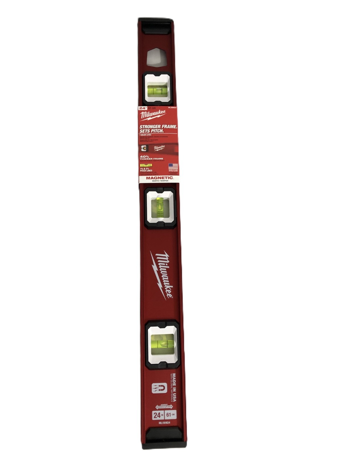 NEW! Milwaukee 24" Magnetic I-Beam Level MLIBM24 40% Thicker Frame USA