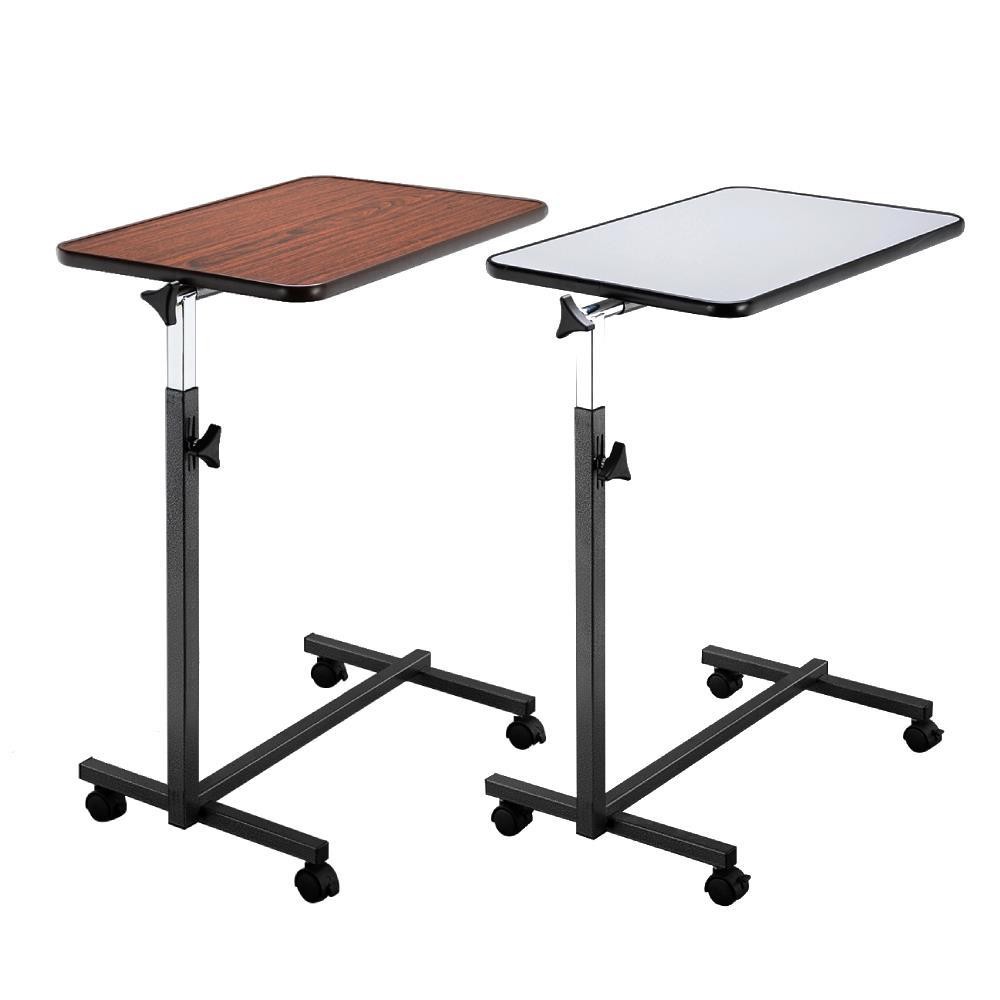 Adjustable Overbed Bedside Laptop Table with Wheels Movable Hospital Home