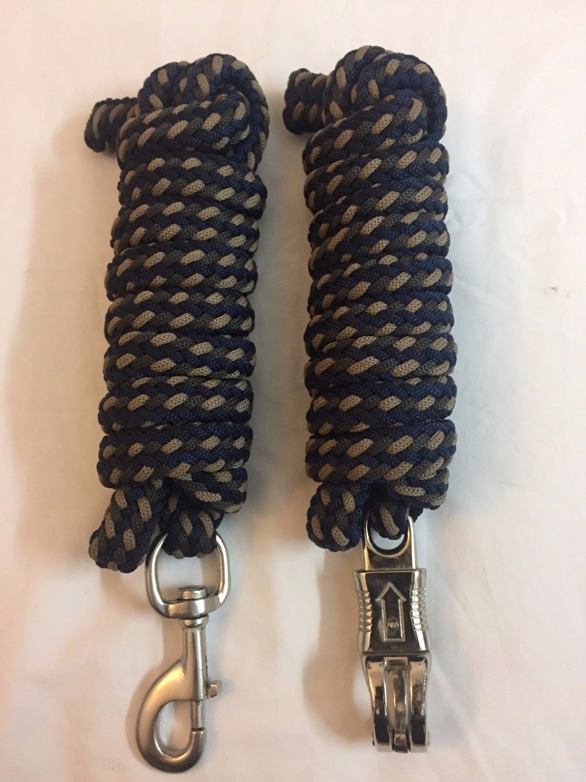 Western Set of 2 Nylon Braided and Knotted Horse Leads with Steel Snaps