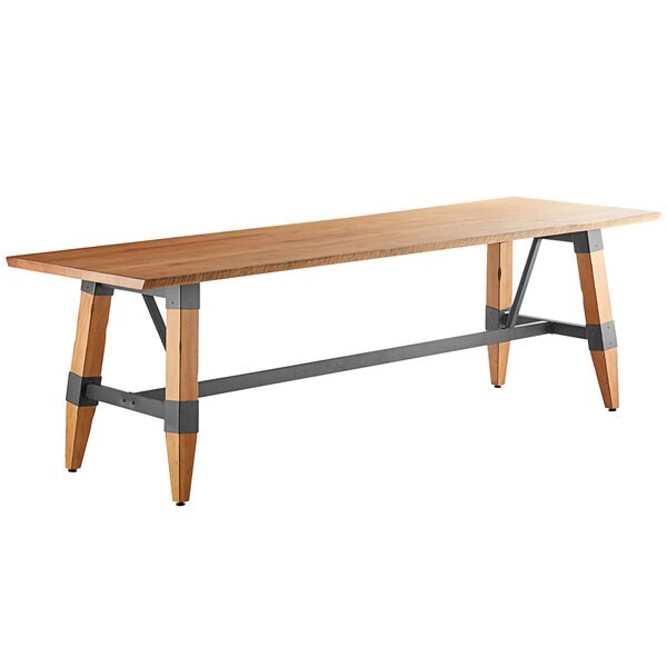 30" x 96" Rectangular Solid Wood Live Edge Restaurant Table Top in Natural Wood