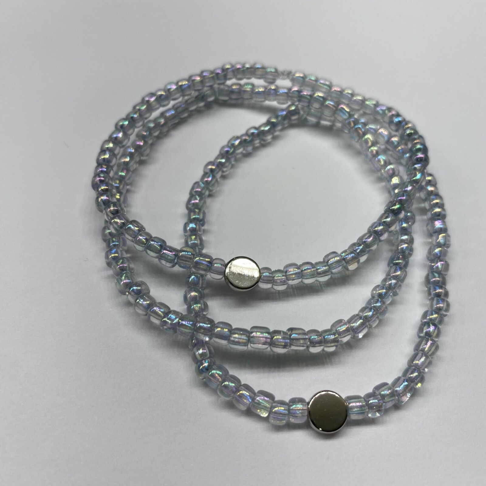 Pretty blue glass bead bracelet size 7 3/4 inches, great quality, handmade