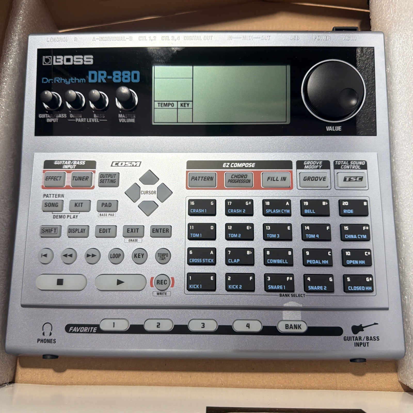 Boss Dr-880 Dr. Rhythm Drum Machine w/Power Supply-Box -manual- TESTED WORKS