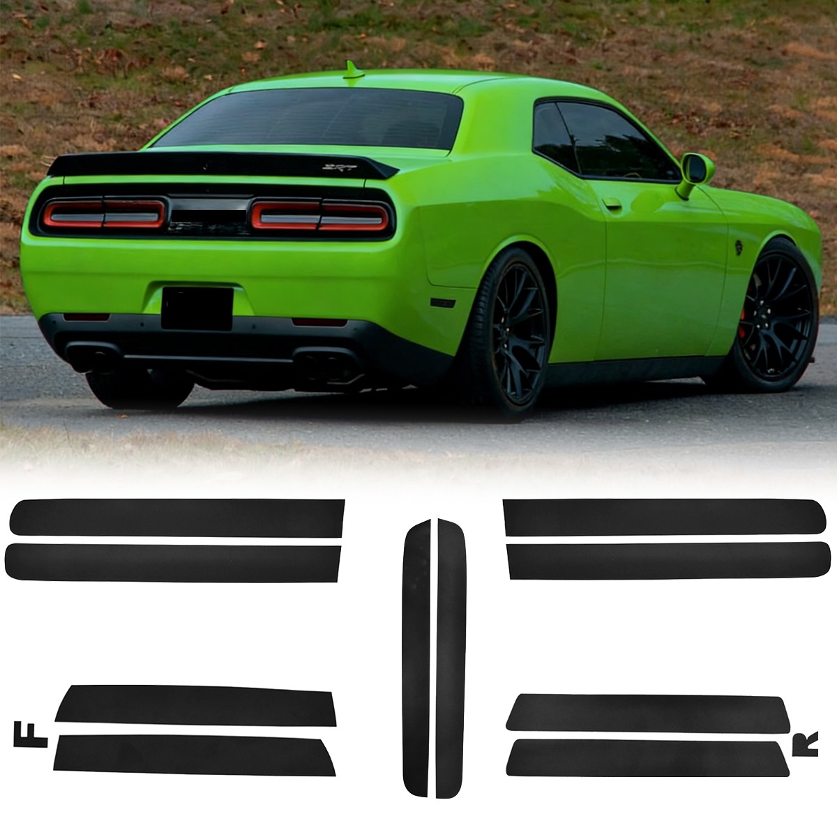 Taillight Side Marker Tint Kit for 2015-2024 Dodge Challenger - Smoked Blackout