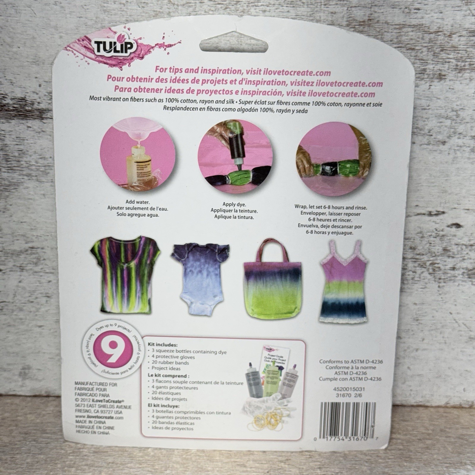 TULIP One-Step Tie-Dye Kit VIBRANT 28 Pc, .44oz/12.6g Dyes 9 Projects Brand New