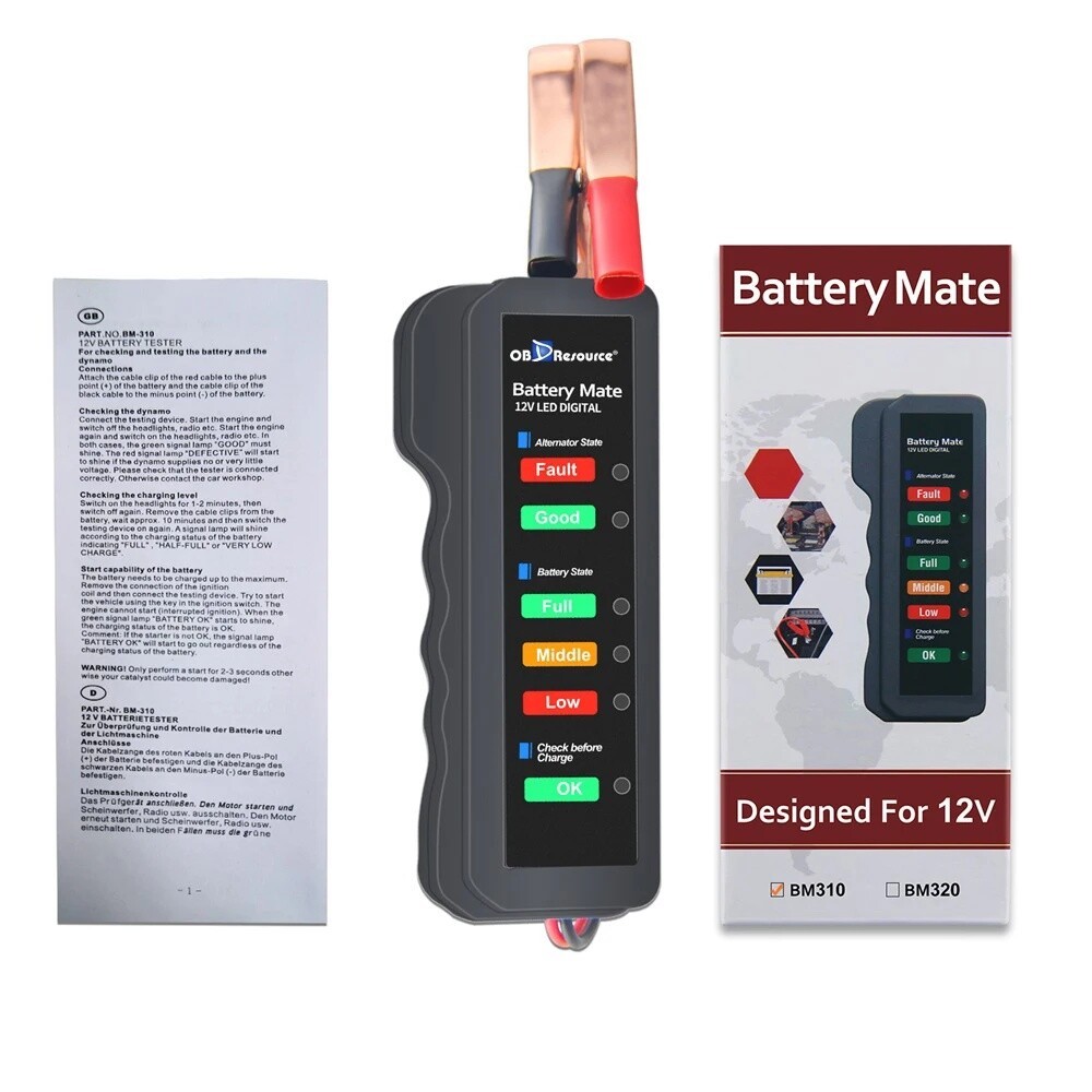 12V Battery Load Tester Check Car Motocycle Alternator Analyzer Diagnostic Tool